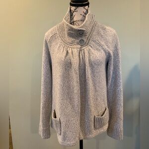 Apt. 9 Women’s Medium Knit Gray Open Front Warm Cardigan Sweater Mock Neck